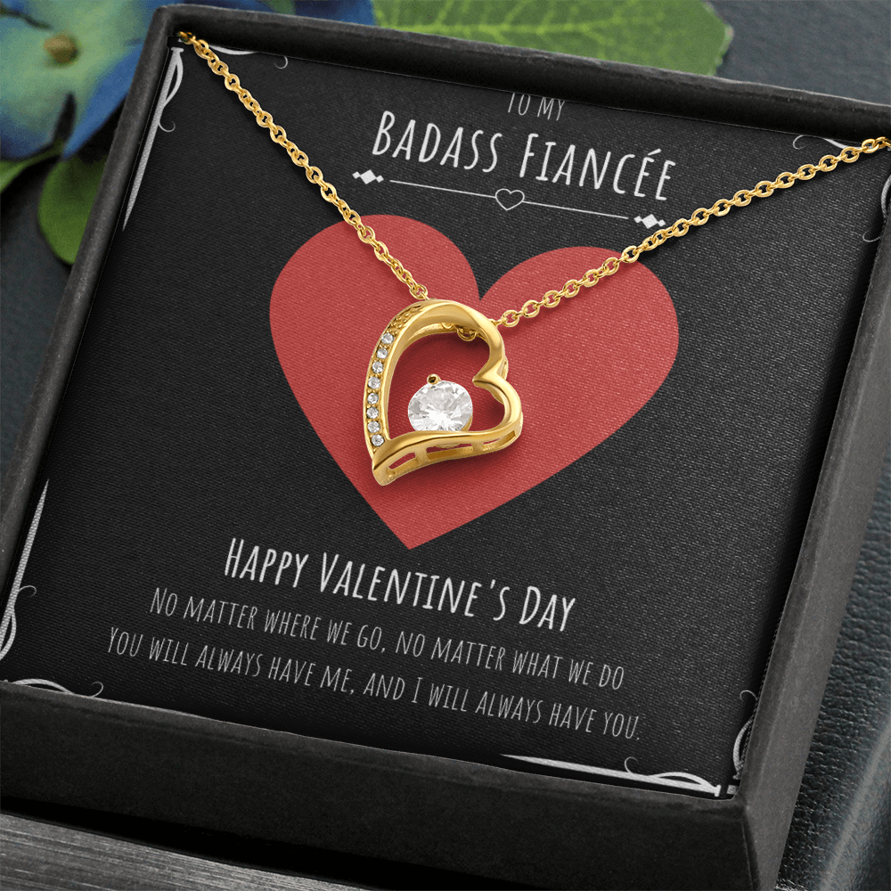 Badass Fiancée Valentines Day Gift Forever Love Necklace Message Card Gift From Fiancé, Fiancée Birthday Anniversary Jewelry Present by Best Gifts 305