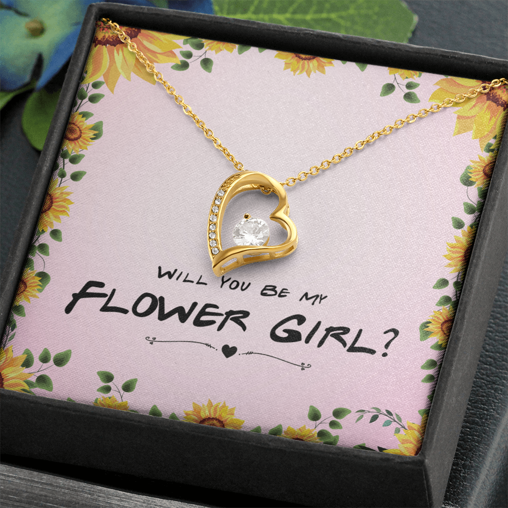 Flower Girl Proposal Gift, Will You Be My Flower Girl, Flower Girl Gift From Bride - Forever Love Necklace with Message Card by Best Gifts 305