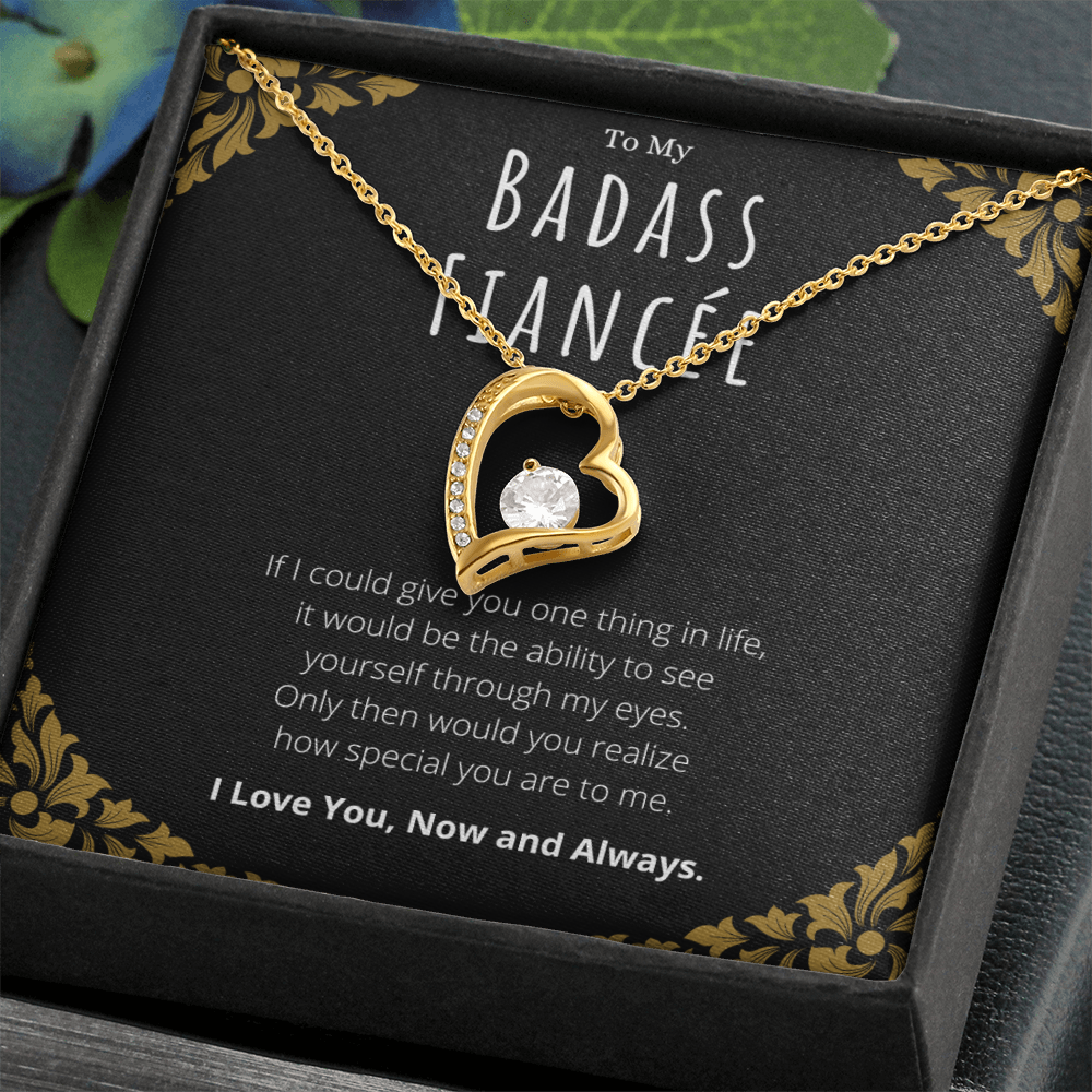 Badass Fiancée Forever Love Necklace Message Card Gift From Fiancé, Fiancée Valentines Day Anniversary Jewelry Present For Fiancée Birthday by Best Gifts 305