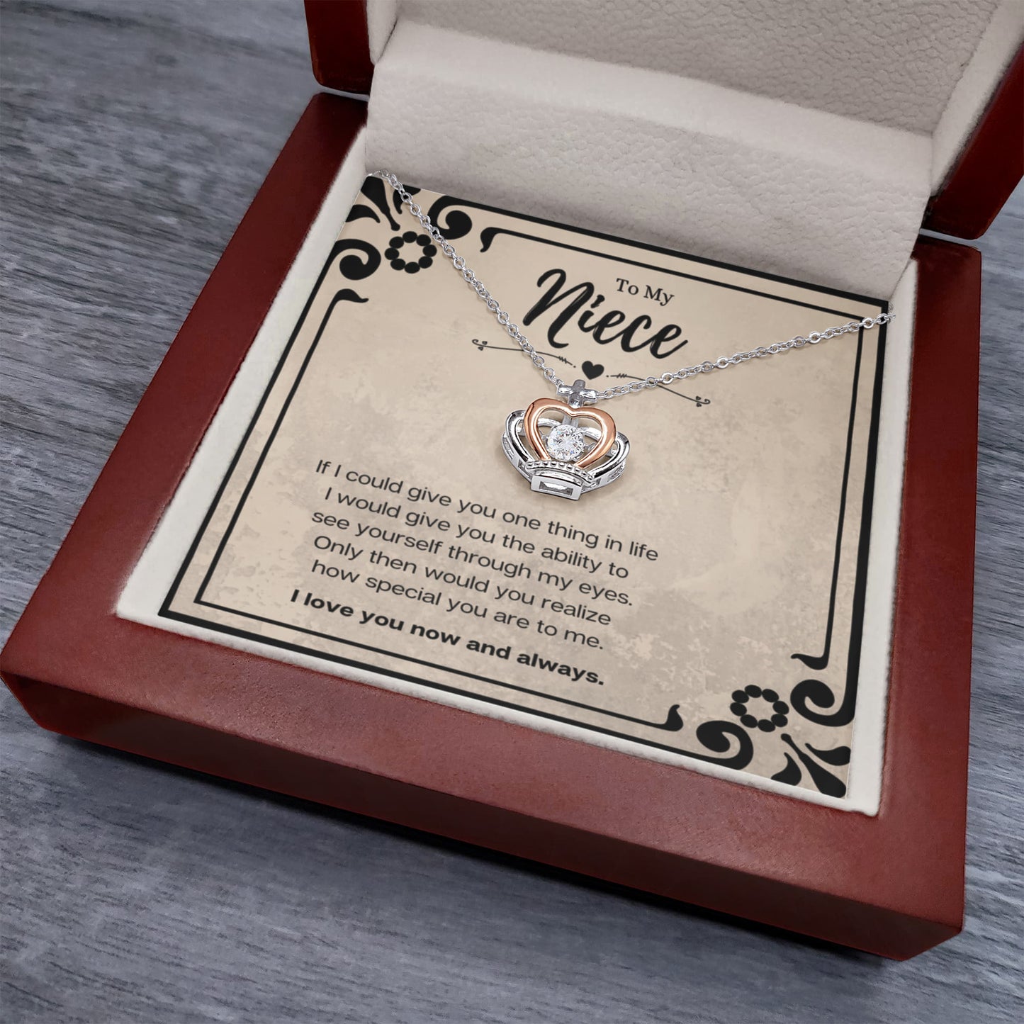 Niece Heartfelt Message Crown Pendant Necklace Jewelry Gift From Aunt, Niece Graduation Present, Birthday Gifts For Niece by Best Gifts 305