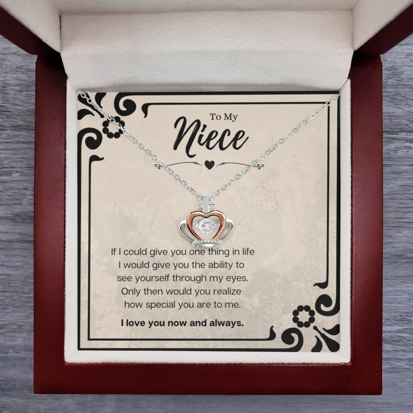 Niece Heartfelt Message Crown Pendant Necklace Jewelry Gift From Aunt, Niece Graduation Present, Birthday Gifts For Niece by Best Gifts 305
