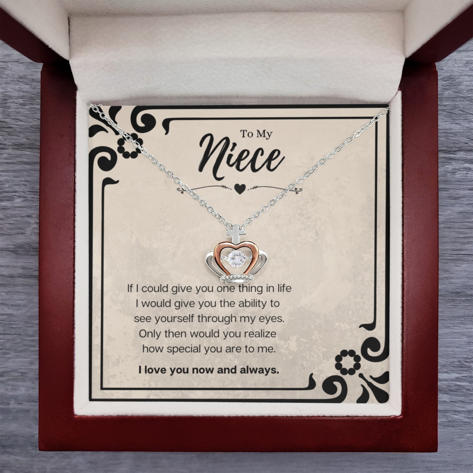 Niece Heartfelt Message Crown Pendant Necklace Jewelry Gift From Aunt, Niece Graduation Present, Birthday Gifts For Niece by Best Gifts 305