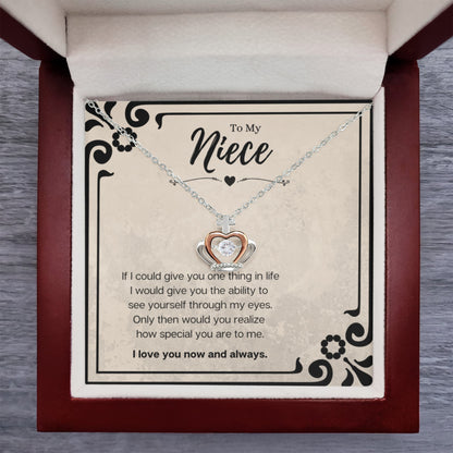 Niece Heartfelt Message Crown Pendant Necklace Jewelry Gift From Aunt, Niece Graduation Present, Birthday Gifts For Niece by Best Gifts 305