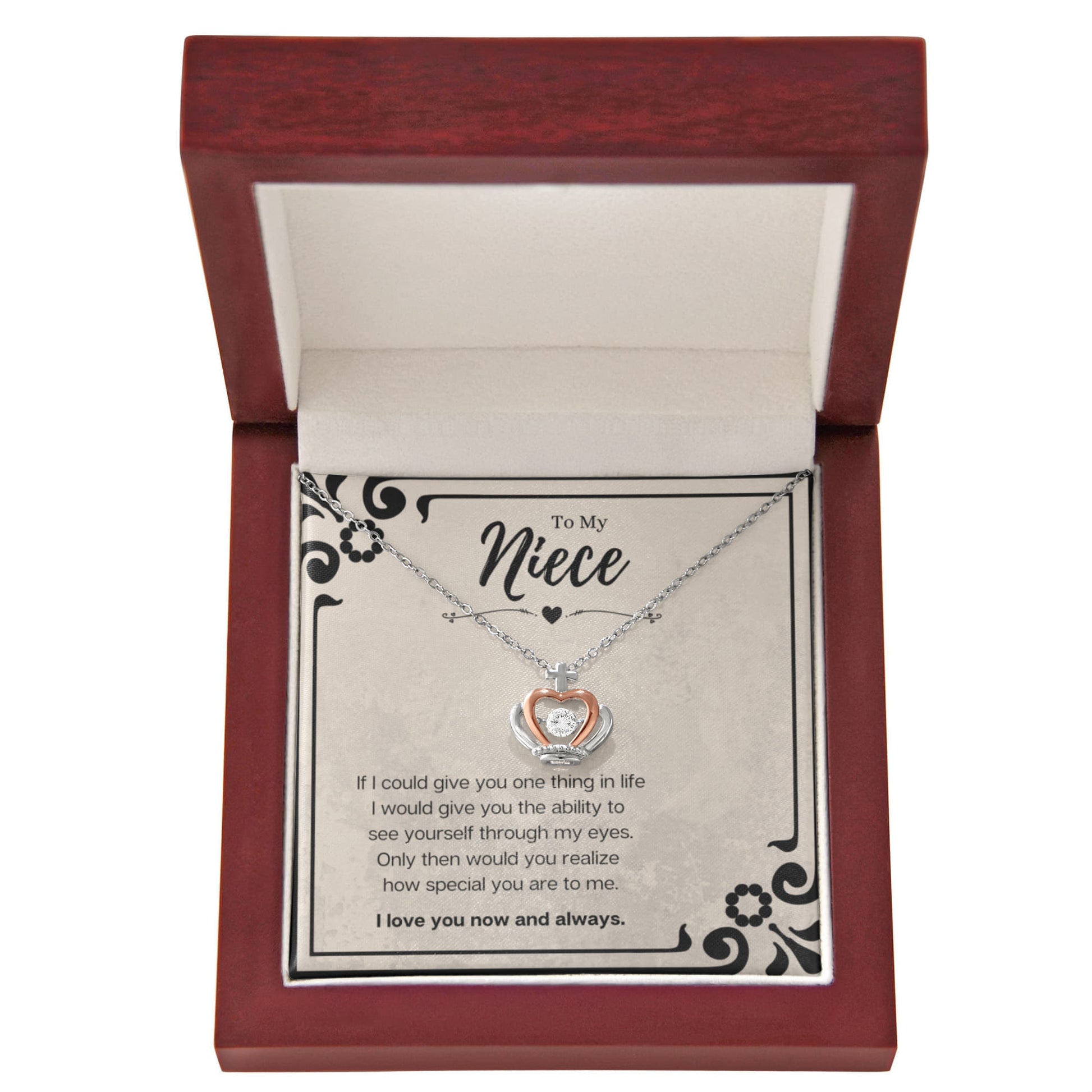 Niece Heartfelt Message Crown Pendant Necklace Jewelry Gift From Aunt, Niece Graduation Present, Birthday Gifts For Niece by Best Gifts 305