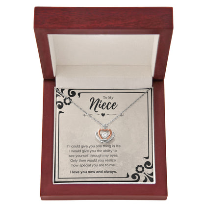 Niece Heartfelt Message Crown Pendant Necklace Jewelry Gift From Aunt, Niece Graduation Present, Birthday Gifts For Niece by Best Gifts 305