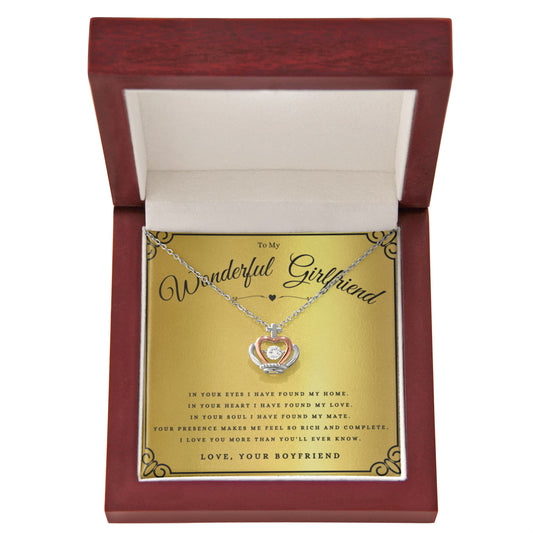 To My Wonderful Girlfriend Crown Pendant Necklace Gift For Girlfriend Anniversary, Girlfriend Valentines Day Message Card Christmas Present From Boyfriend, Girlfriend Birthday Jewelry Gift by Best Gifts 305