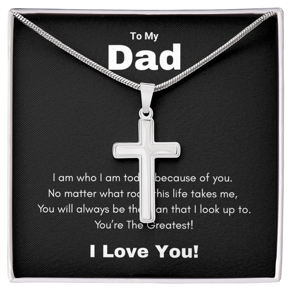 Artisan Cross Necklace with Snake Chain To My Greatest Dad, I Love You Dad, Fathers Day Gift From Daughter, Dad Birthday Gift, Gift For Dad From Son, by Best Gifts 305