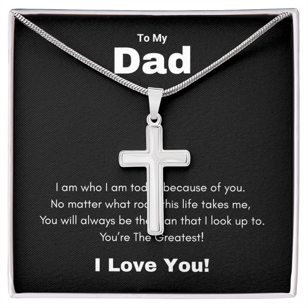 Artisan Cross Necklace with Snake Chain To My Greatest Dad, I Love You Dad, Fathers Day Gift From Daughter, Dad Birthday Gift, Gift For Dad From Son, by Best Gifts 305