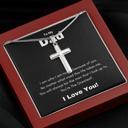 Artisan Cross Necklace with Snake Chain To My Greatest Dad, I Love You Dad, Fathers Day Gift From Daughter, Dad Birthday Gift, Gift For Dad From Son, by Best Gifts 305