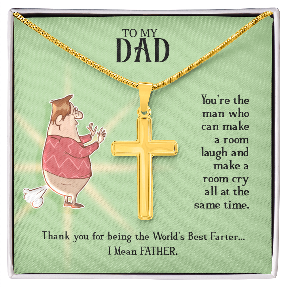 To My Dad, Artisan Cross Necklace with Snake Chain For Dad, World's Best Farter Dad, Father's Dad Gift From Daughter, Best Dad In The World by Best Gifts 305