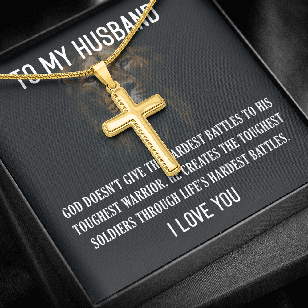 To My Husband, Father's Day Gift To Husband, Gifts For Husband, Husband Gifts - Artisan Cross Necklace with Snake Chain by Best Gifts 305