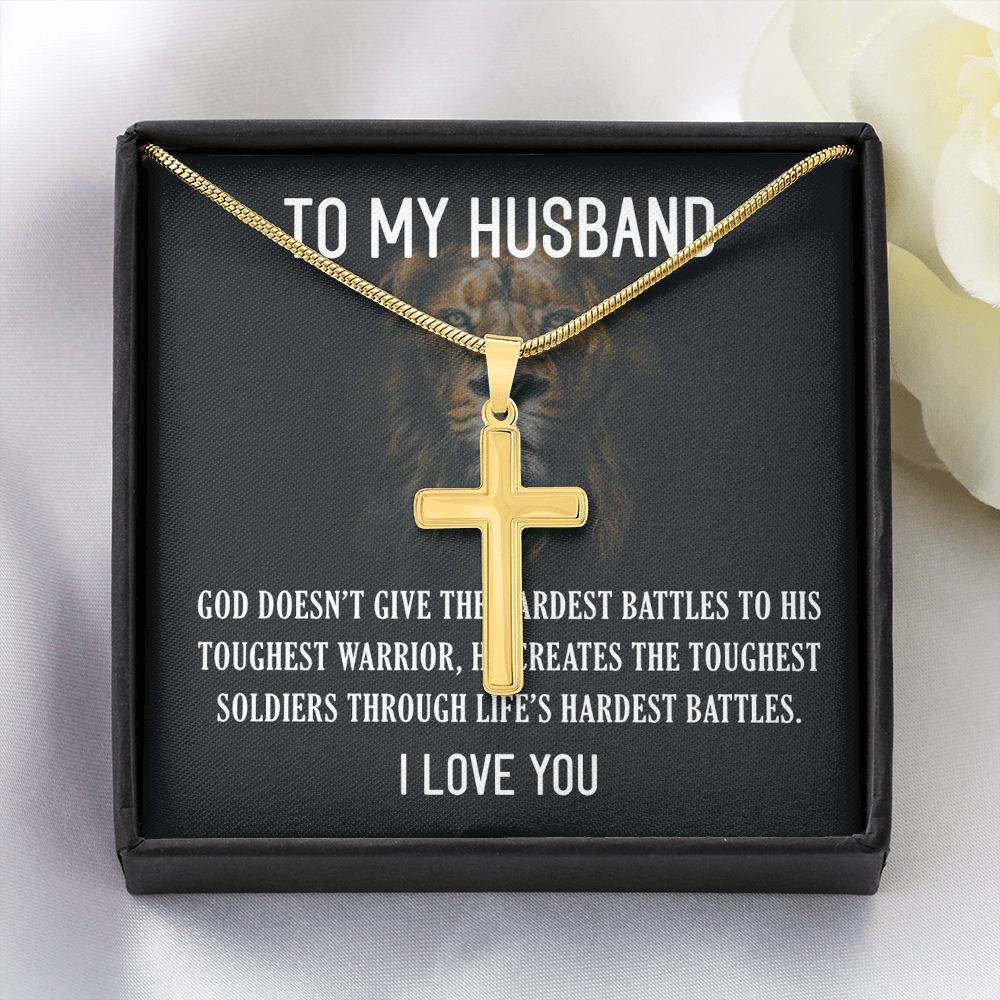 To My Husband, Father's Day Gift To Husband, Gifts For Husband, Husband Gifts - Artisan Cross Necklace with Snake Chain by Best Gifts 305