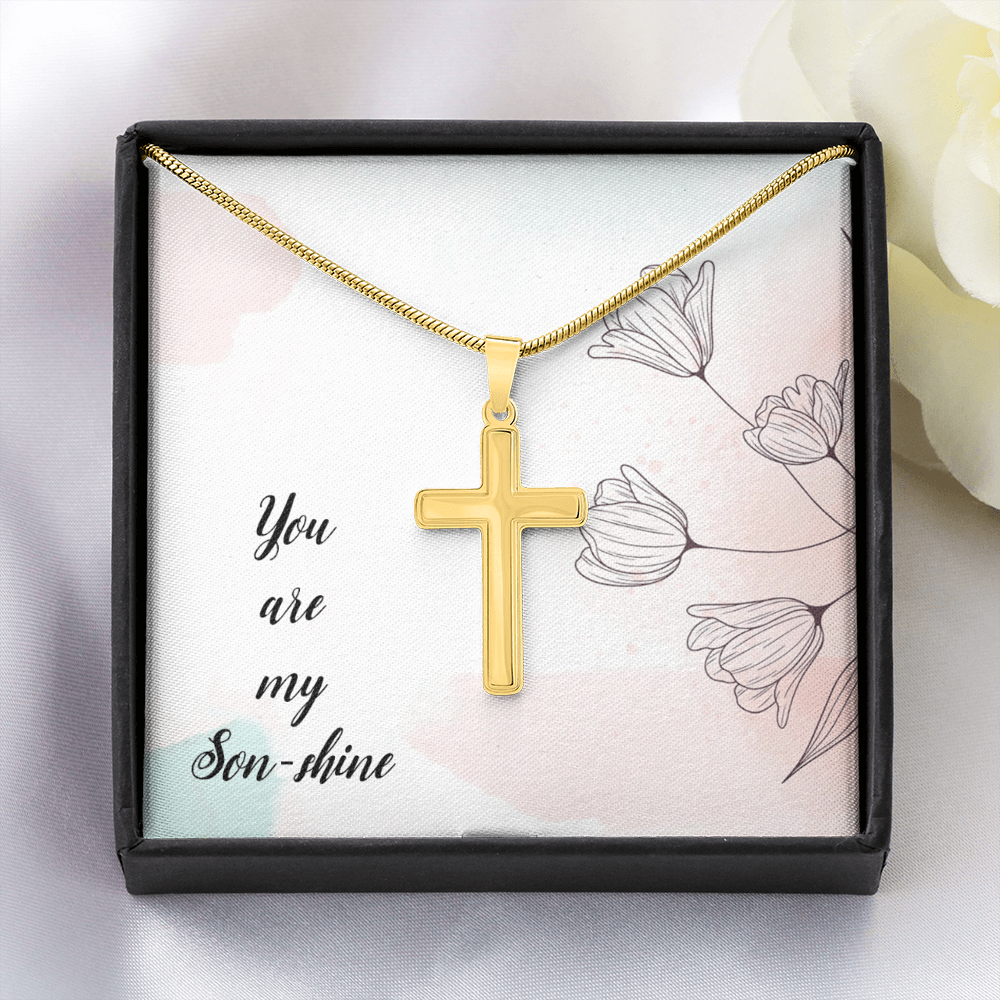 To My Son Shine, Artisan Cross Necklace with Snake Chain For Son, Gift for Son From Mom, Birthday Gift Son, Mother and Son, From Dad To Son by Best Gifts 305