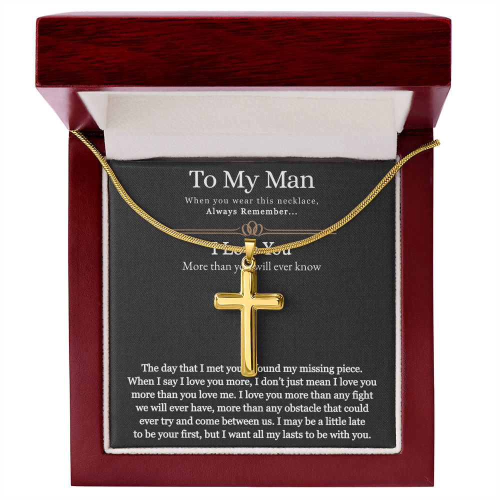 To My Man, For Him, Gifts For Husband, Fathers Day Gift, Necklace Gift For Men, I Want All My Lasts To Be With You - Artisan Cross Necklace With Message Card by Best Gifts 305