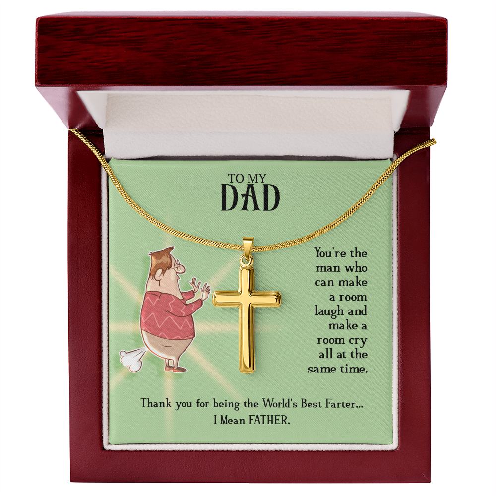 To My Dad, Artisan Cross Necklace with Snake Chain For Dad, World's Best Farter Dad, Father's Dad Gift From Daughter, Best Dad In The World by Best Gifts 305