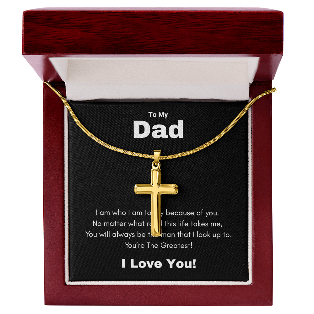 Artisan Cross Necklace with Snake Chain To My Greatest Dad, I Love You Dad, Fathers Day Gift From Daughter, Dad Birthday Gift, Gift For Dad From Son, by Best Gifts 305