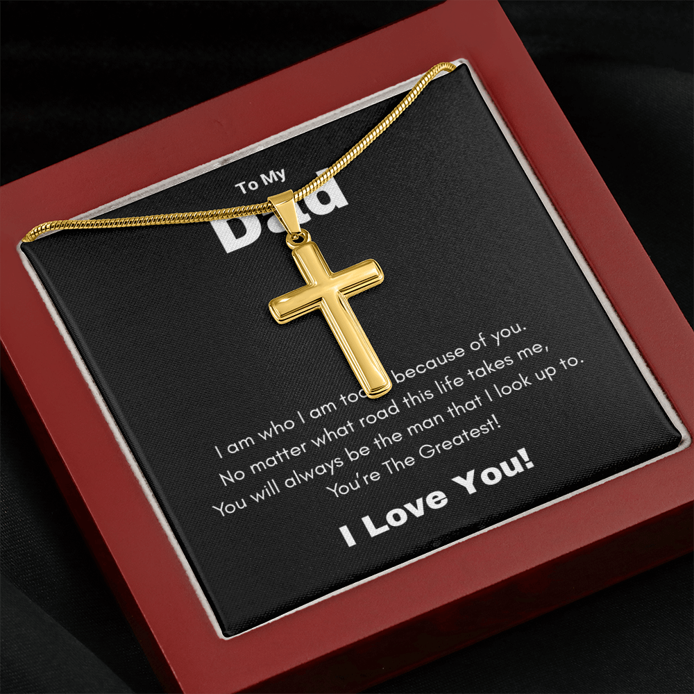 Artisan Cross Necklace with Snake Chain To My Greatest Dad, I Love You Dad, Fathers Day Gift From Daughter, Dad Birthday Gift, Gift For Dad From Son, by Best Gifts 305