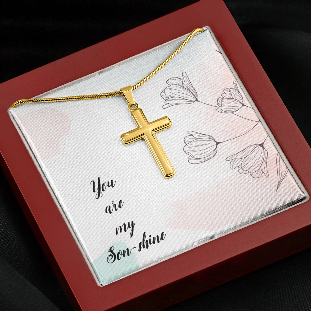 To My Son Shine, Artisan Cross Necklace with Snake Chain For Son, Gift for Son From Mom, Birthday Gift Son, Mother and Son, From Dad To Son by Best Gifts 305