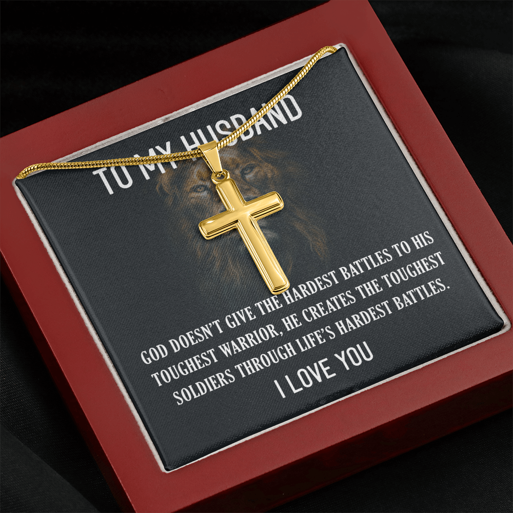 To My Husband, Father's Day Gift To Husband, Gifts For Husband, Husband Gifts - Artisan Cross Necklace with Snake Chain by Best Gifts 305