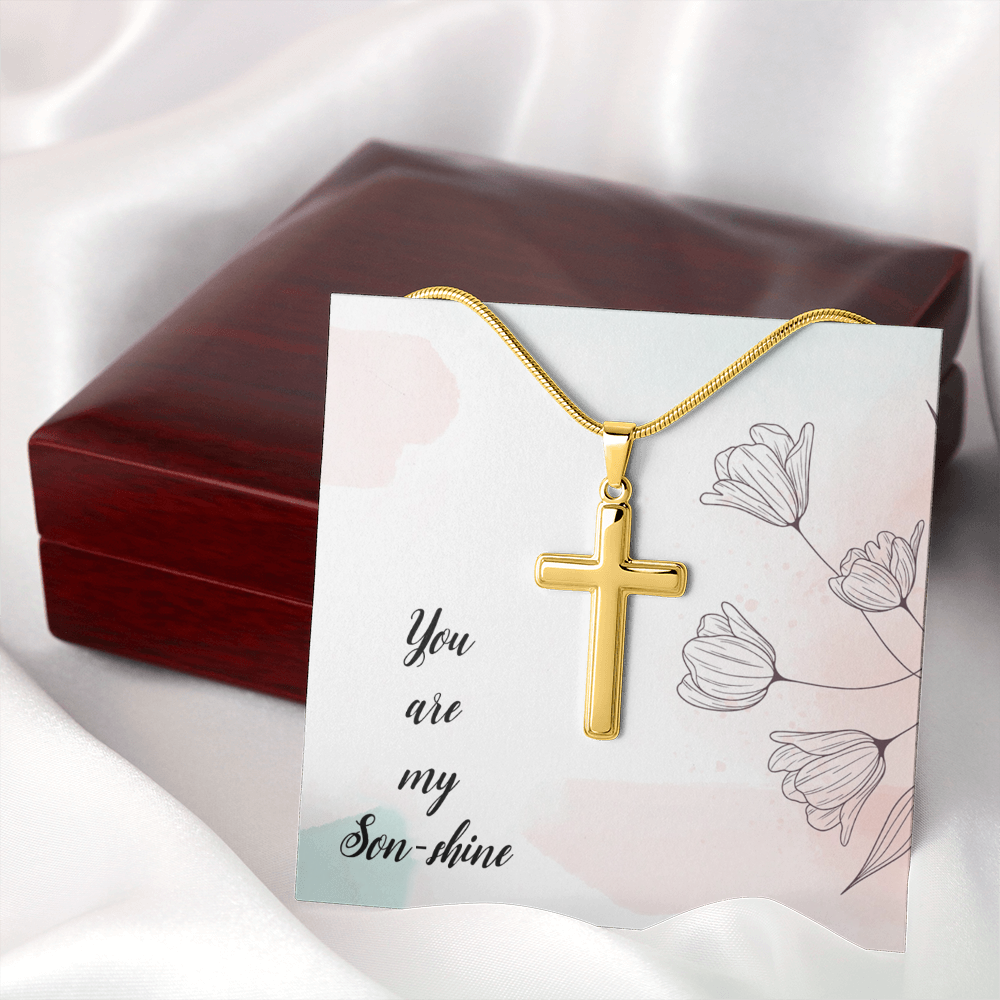 To My Son Shine, Artisan Cross Necklace with Snake Chain For Son, Gift for Son From Mom, Birthday Gift Son, Mother and Son, From Dad To Son by Best Gifts 305