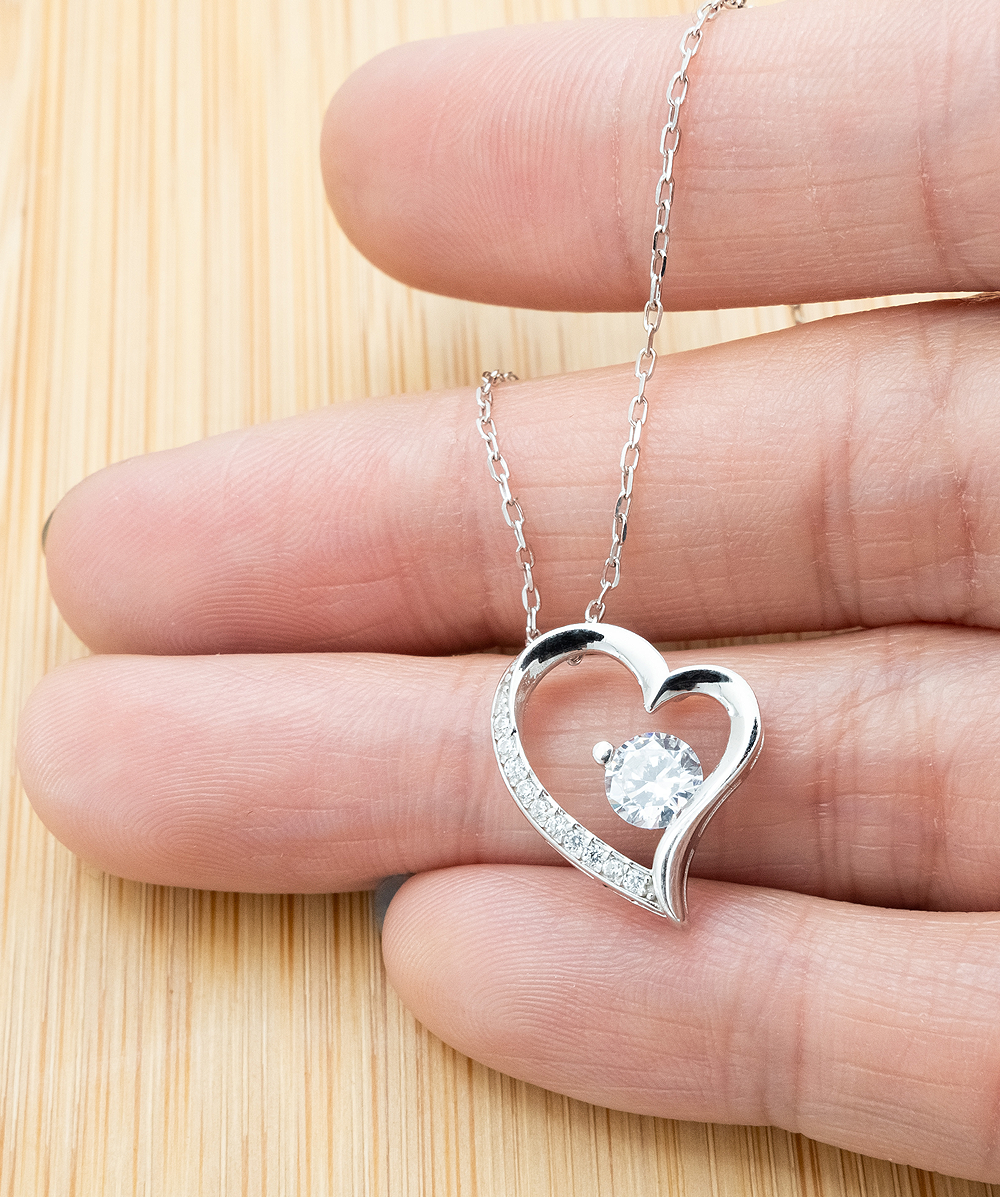 Thank You Gift For Sister-In-Law, Sister-In-Law Jewelry, Sister-In-Law Wedding Day, Sister-In-Law - .925 Sterling Silver Heart Solitaire Crystal Necklace With Message Card