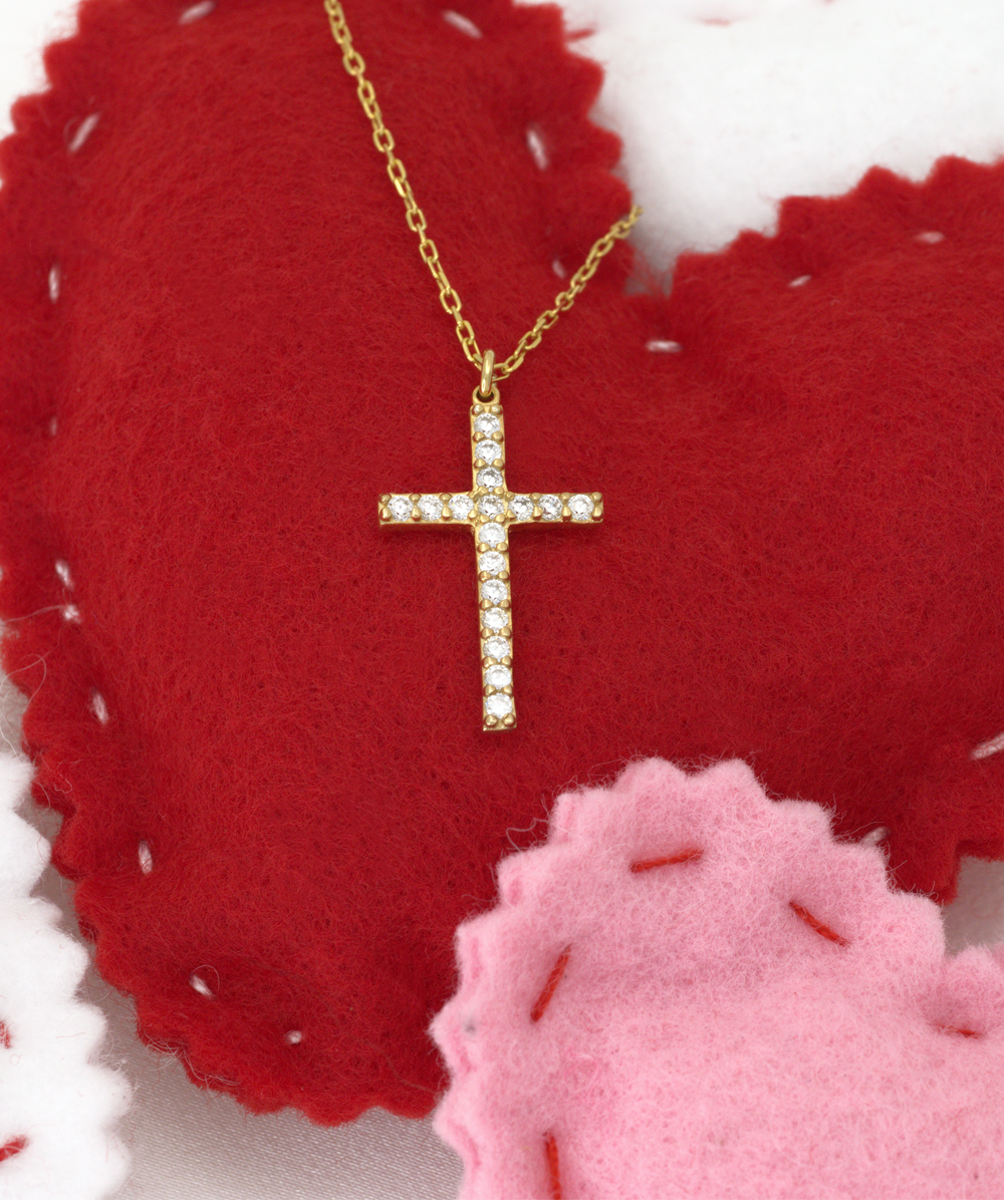 Best Friend Wedding Day, Gift For Best Friend, I Love You Best Friend - Crystal Gold Cross Necklace With Sweet Message Card