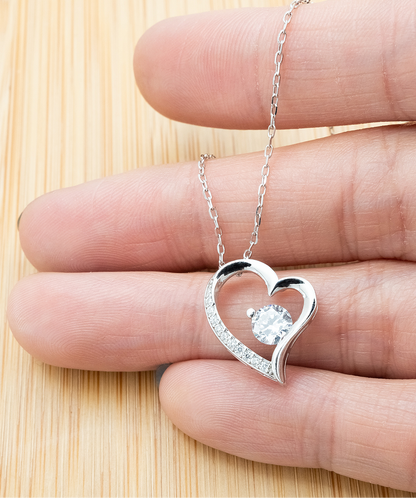 New Big Sister Gift, From Little Sister, Jewelry For Big Sister, You're My Bright And Shining Star - .925 Sterling Silver Heart Solitaire Crystal Necklace With Message Card