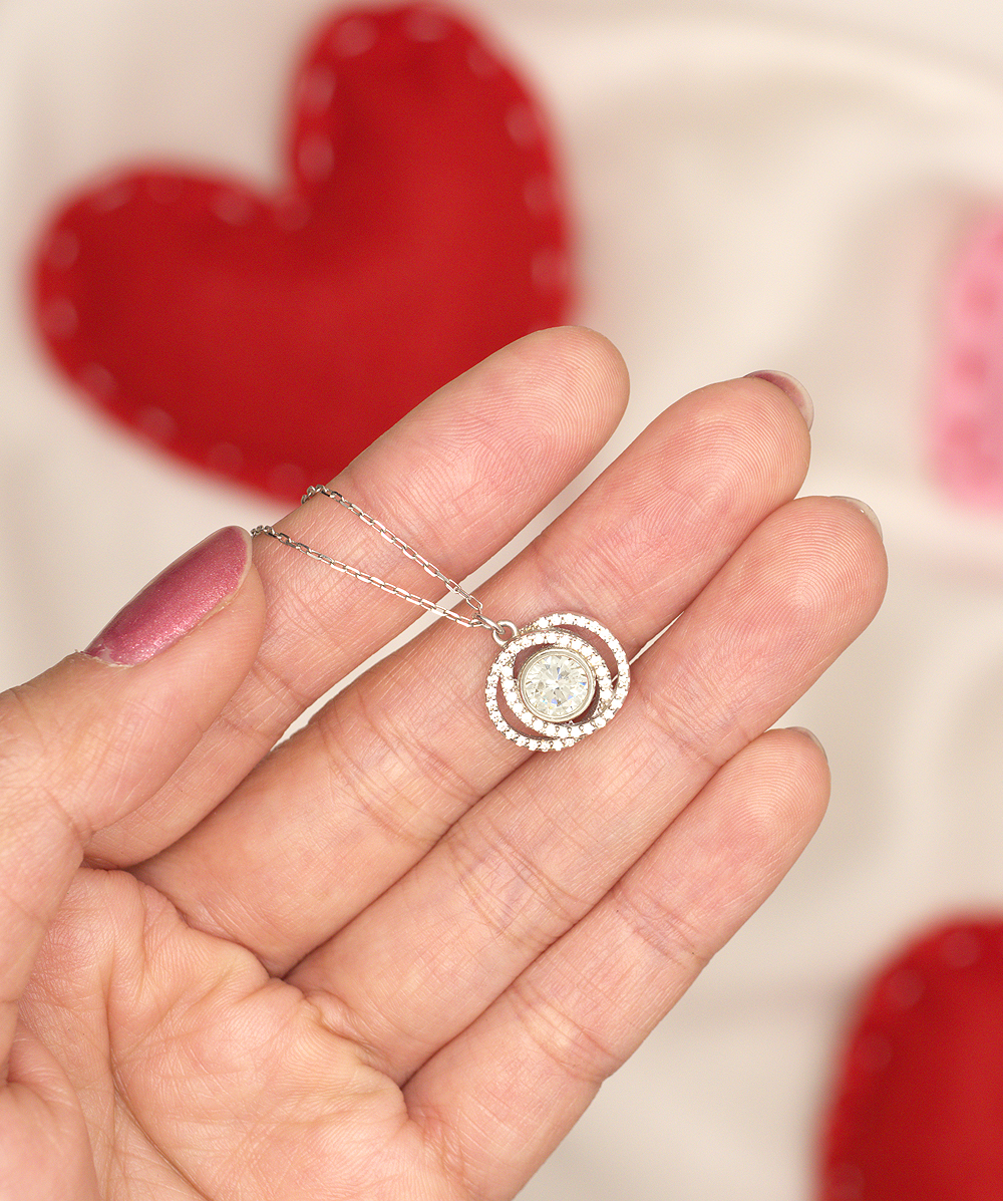 Gift For Mother In Law, From Daughter In Law, Grateful To Be Part Of The Family - .925 Sterling Silver Double Crystal Circle Necklace With Thank You Message Card