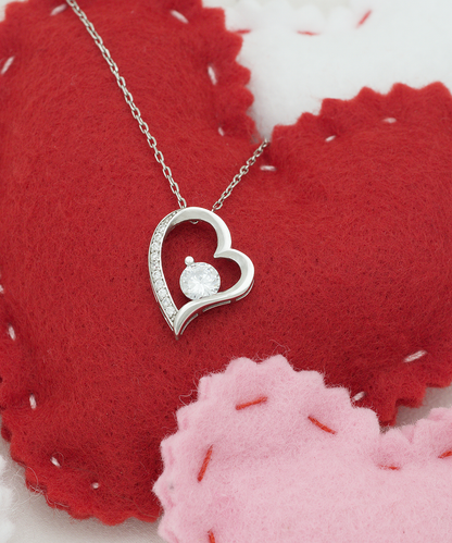 Gift For Twin Sister, Twin Sister, Sister Bestfriend, Born Together, Forever Best Friend - .925 Sterling Silver Heart Solitaire Crystal Necklace With Message Card