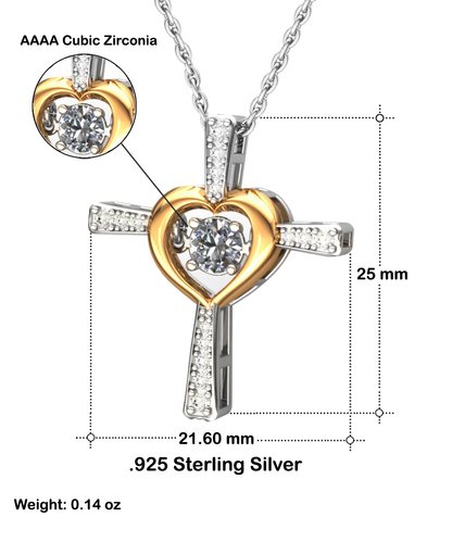 Jewelry For Soulmate, Anniversary Gift For Her, Gift For Her, I Love You More Than You Can Imagine - .925 Sterling Silver Cross Dancing Necklace With Message Card