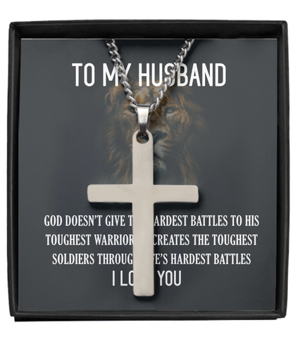 To My Husband, Silver Cross Necklace To Husband, Father's Day Gift To Husband, Christmas Gift For Husband, Faith Gift To Husband