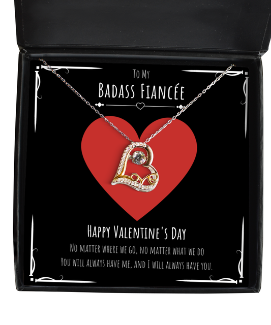 Badass Fiancée Valentines Day Gift Heart Necklace Message Card Gift From Fiancé, Fiancée Birthday Anniversary Jewelry Present