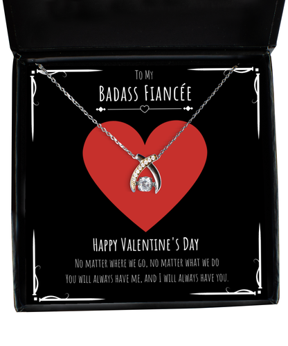 Badass Fiancée Valentines Day Gift Wishbone Necklace Message Card Gift From Fiancé, Fiancée Birthday Anniversary Jewelry Present