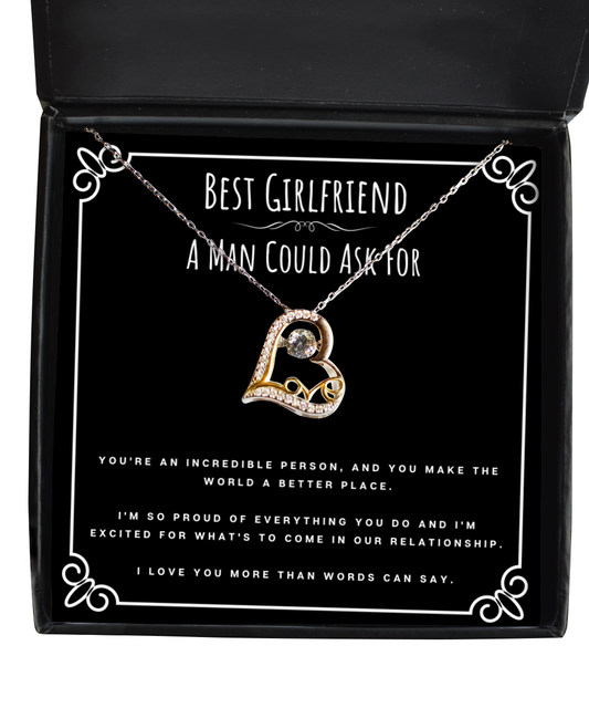 Best Girlfriend A Man Could Ask For Valentines Day Message Card Jewelry Heart Necklace Gift From Boyfriend, Girlfriend Anniversary Present, Birthday Christmas Gifts For Girlfriend