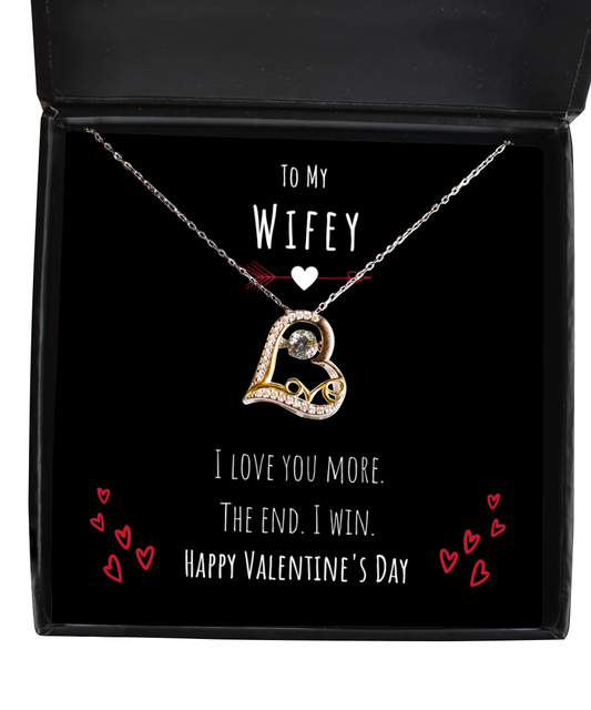 To My Wifey I Love You More Heart Necklace Jewelry Message Card Valentines Day Gift For Her From Husband