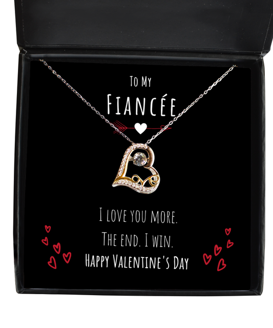 To My Fiancée I Love You More Heart Necklace Jewelry Message Card Valentines Day Gift For Her From Fiancé