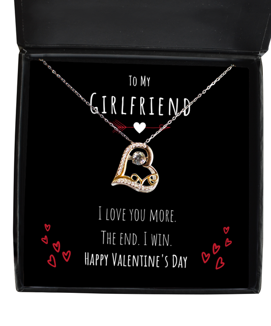 To My Girlfriend I Love You More Heart Necklace Jewelry Message Card Valentines Day Gift For Her From Boyfriend