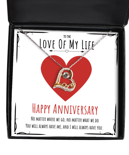 To The Love Of My Life Anniversary Heart Jewelry Message Card Gift For Her, Aniversary Necklace Present From Him