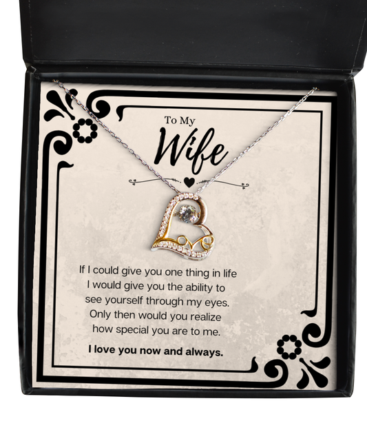 Husband To Wife Birthday Gift Message Card Jewelry Heart Necklace, Heartwarming Mothers Day Present From Husband, Wife Anniversary Valentines Day Gift For Her