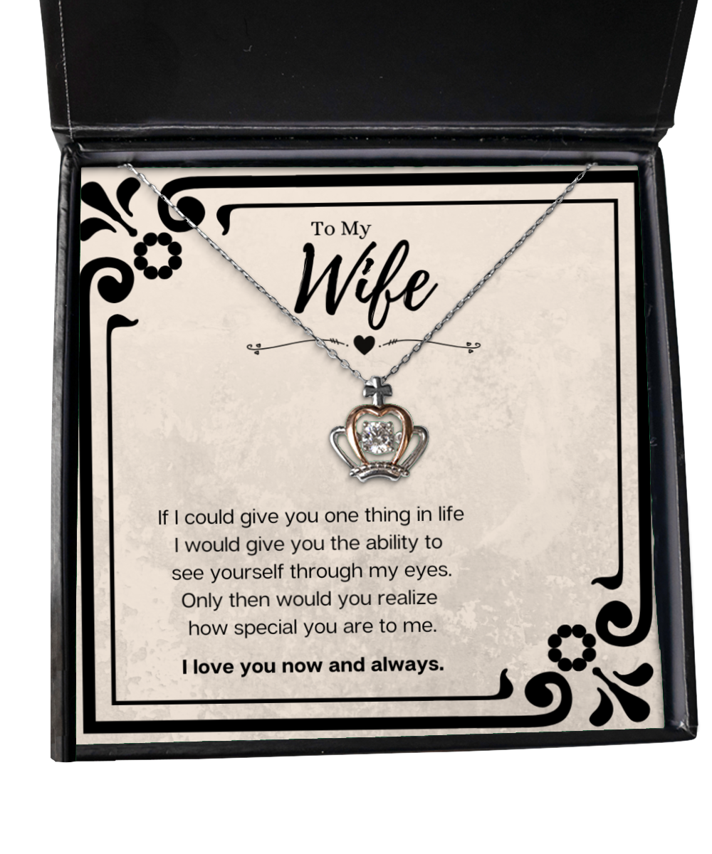 Husband To Wife Birthday Gift Message Card Jewelry Crown Necklace, Heartwarming Mothers Day Present From Husband, Wife Anniversary Valentines Day Gift For Her