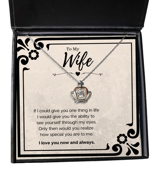 Husband To Wife Birthday Gift Message Card Jewelry Crown Necklace, Heartwarming Mothers Day Present From Husband, Wife Anniversary Valentines Day Gift For Her