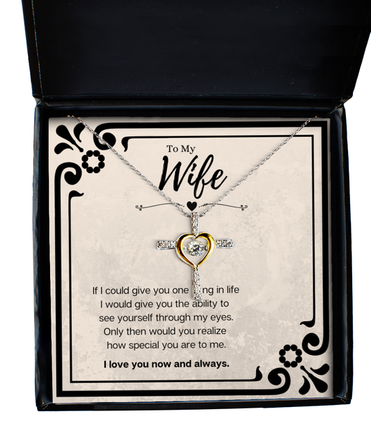 Husband To Wife Birthday Gift Message Card Jewelry Cross Necklace, Heartwarming Mothers Day Present From Husband, Wife Anniversary Valentines Day Gift For Her