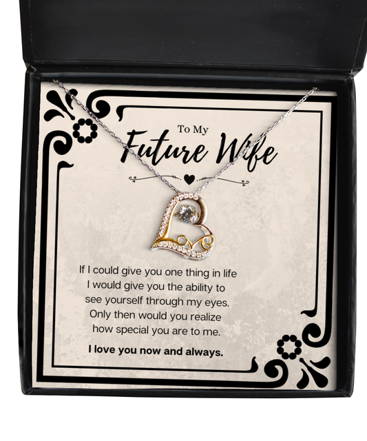 Future Wife Birthday Gift Message Card Jewelry Heart Necklace, Heartwarming Mothers Day Present From Fiancé, Fiancée Anniversary Valentines Day Gift For Her