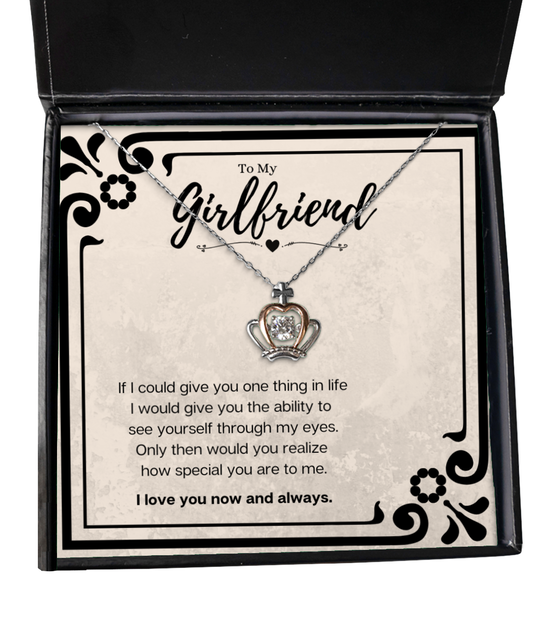 Boyfriend To Girlfriend Birthday Gift Message Card Jewelry Crown Necklace, Heartwarming Mothers Day Present From Boyfriend, Girlfriend Anniversary Valentines Day Gift For Her