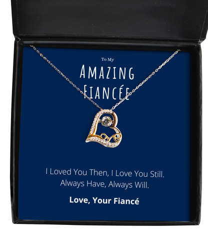 To My Amazing Fiancée Heart Necklace Anniversary Message Card Jewelry Gift From Fiancé, Heartwarming Fiancée Valentines Day Present