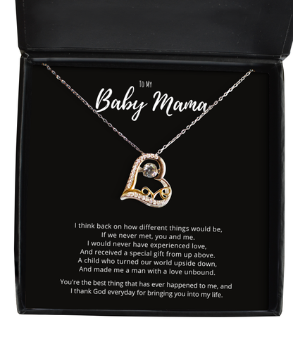 Baby Mama Mothers Day Jewelry Gift From Baby Daddy, Thankful Message Card Heart Necklace Birthday Gift, Valentines Day Anniversary Present For Mom Wife