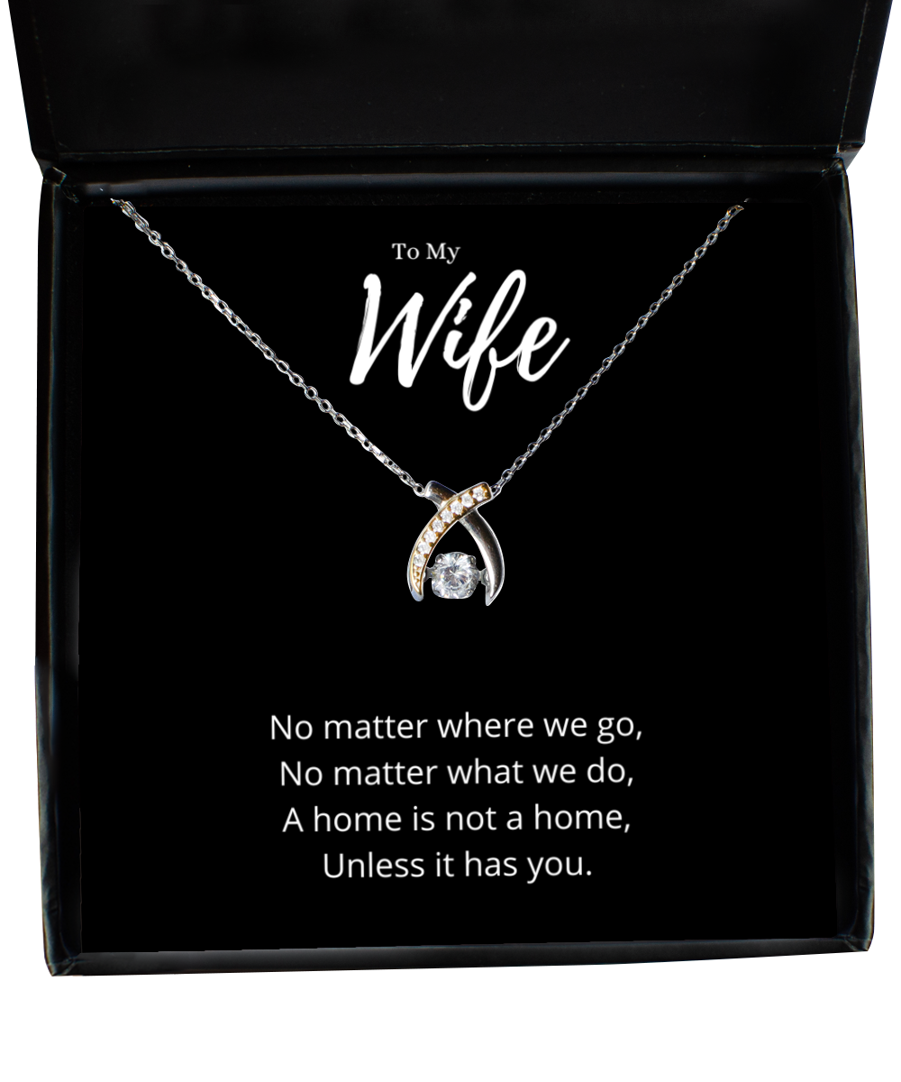 Heartwarming Wife Wishbone Necklace Anniversary Gift From Husband, Unique Jewelry Message Card Birthday Present For Her