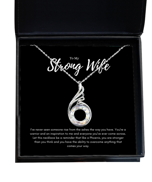 Strong Wife Phoenix Message Card Jewelry Gift From Husband, Meaningful Birthday Gift For Wife, Inspirational Mothers Day Necklace Message For Her