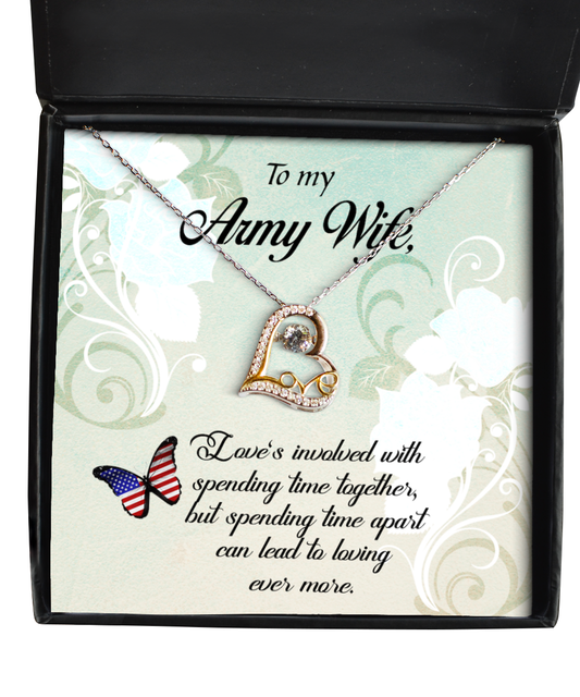 Army Wife Necklace Gifts, To My Army Wife Jewelry Message Card Gift, Love Ever More, Heart Necklace, Valentines Day Gifts For Army Wife