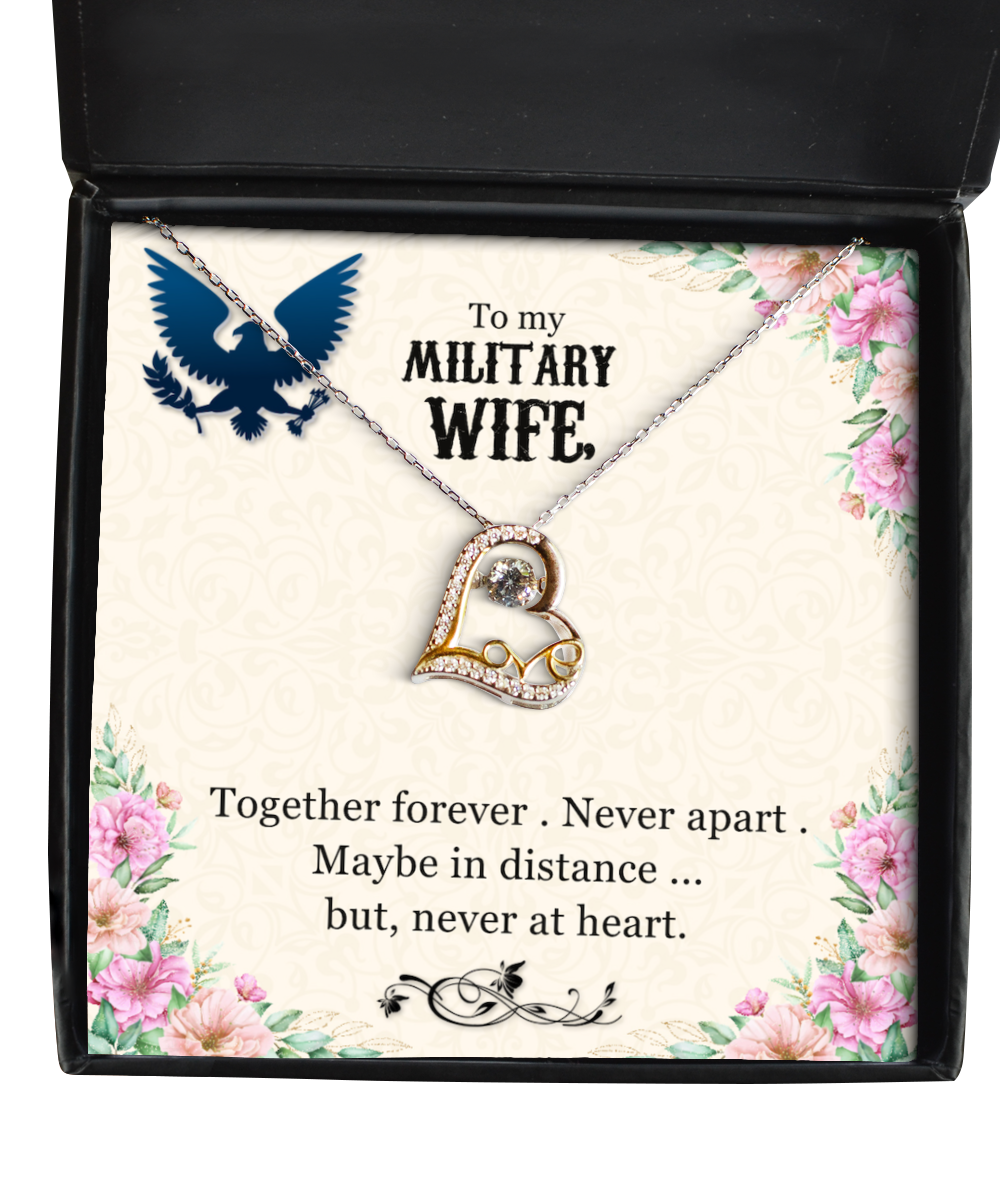 Military Wife Necklace, To My Military Wife Jewelry Message Card Gift, Love Heart Necklace, Valentines Day Gifts For Military Wife